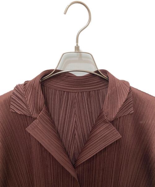PLEATS PLEASE（プリーツプリーズ）PLEATS PLEASE (プリーツプリーズ) プリーツシャツワンピース ブラウン サイズ:3の古着・服飾アイテム