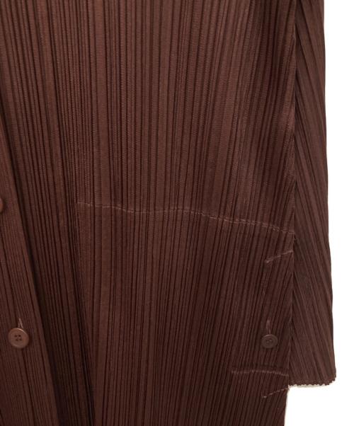 PLEATS PLEASE（プリーツプリーズ）PLEATS PLEASE (プリーツプリーズ) プリーツシャツワンピース ブラウン サイズ:3の古着・服飾アイテム