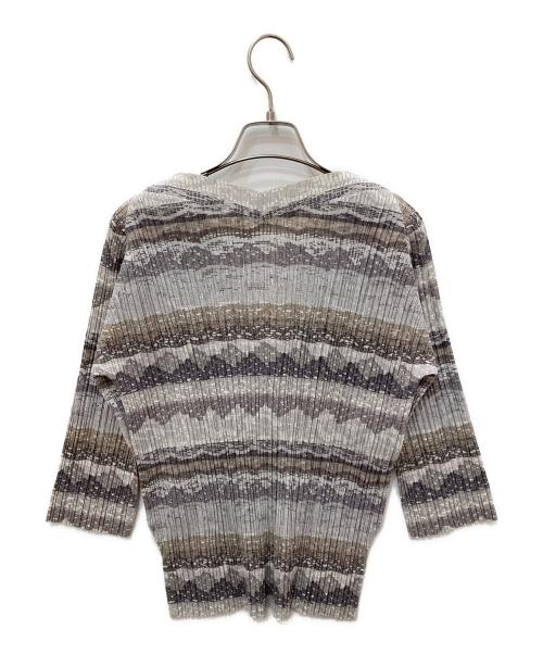 PLEATS PLEASE（プリーツプリーズ）PLEATS PLEASE (プリーツプリーズ) プリーツ７分丈カットソー グレー サイズ:3の古着・服飾アイテム