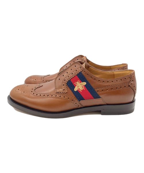 GUCCI（グッチ）GUCCI (グッチ) ビーメダリオンシューズ ブラウン サイズ:8の古着・服飾アイテム