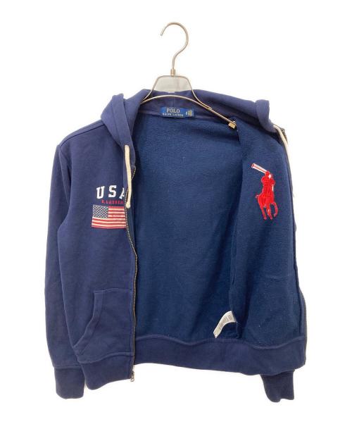 POLO RALPH LAUREN（ポロ・ラルフローレン）POLO RALPH LAUREN (ポロ・ラルフローレン) ポニー刺繍ジップパーカー ネイビー サイズ:XSの古着・服飾アイテム