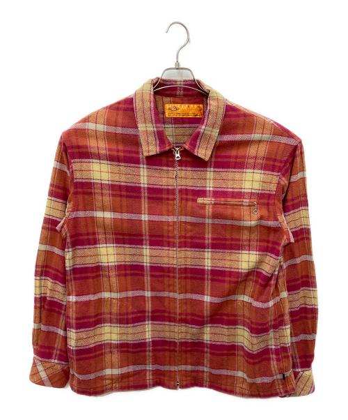 CHALLENGER（チャレンジャー）CHALLENGER (チャレンジャー) PLAID ZIP UP SHIRT ピンク サイズ:Lの古着・服飾アイテム