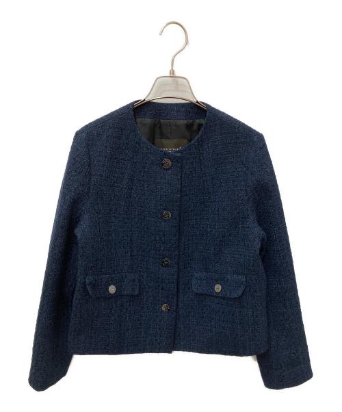 MACKINTOSH LONDON（マッキントッシュ ロンドン）MACKINTOSH LONDON (マッキントッシュ ロンドン) ベルベットヤーンツイードジャケット ネイビー サイズ:40の古着・服飾アイテム