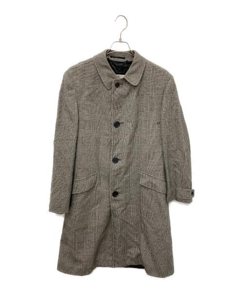 Aquascutum（アクアスキュータム）Aquascutum (アクアスキュータム) ウール千鳥柄コート ベージュ サイズ:表記なしの為実寸参照の古着・服飾アイテム