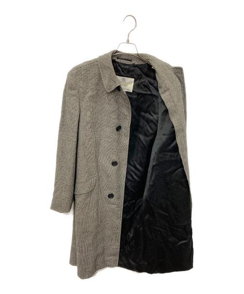 Aquascutum（アクアスキュータム）Aquascutum (アクアスキュータム) ウール千鳥柄コート ベージュ サイズ:表記なしの為実寸参照の古着・服飾アイテム