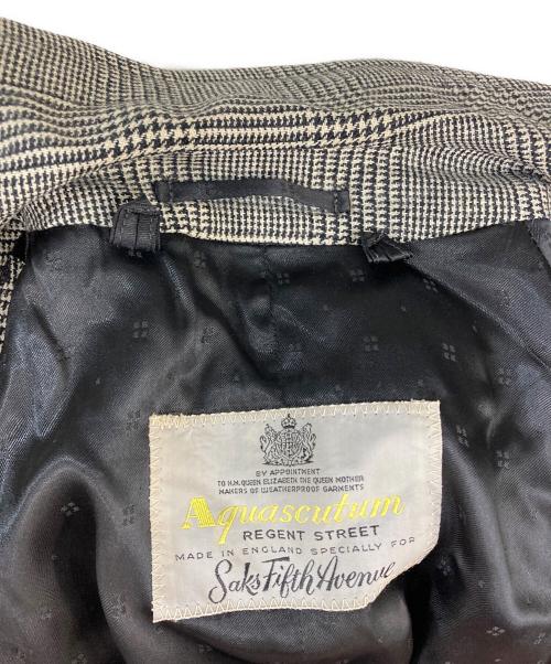 Aquascutum（アクアスキュータム）Aquascutum (アクアスキュータム) ウール千鳥柄コート ベージュ サイズ:表記なしの為実寸参照の古着・服飾アイテム
