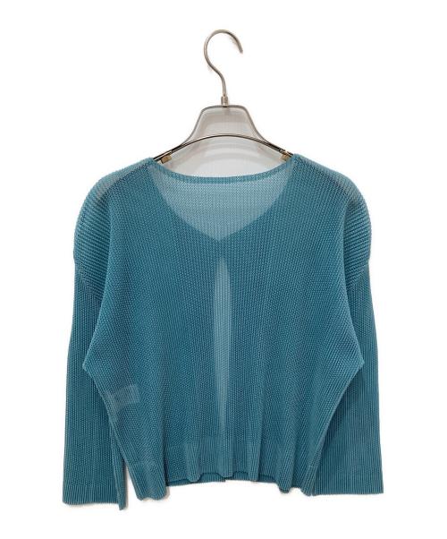 PLEATS PLEASE（プリーツプリーズ）PLEATS PLEASE (プリーツプリーズ) メッシュプリーツカーディガン グリーン サイズ:3の古着・服飾アイテム