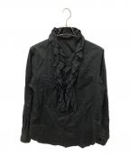 Yohji Yamamoto pour hommeヨウジヤマモト プールオム）の古着「フリルロングスリーブシャツ」｜ブラック