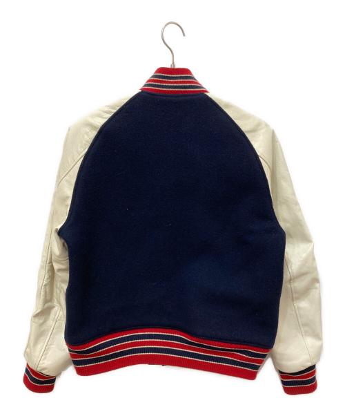 whitesville（ホワイツビル）WHITESVILLE (ホワイツビル) レザー切替ジャケット ネイビー×ホワイト サイズ:38の古着・服飾アイテム