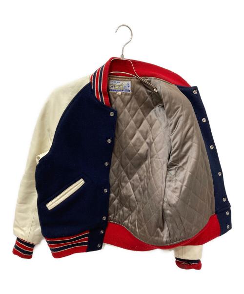 whitesville（ホワイツビル）WHITESVILLE (ホワイツビル) レザー切替ジャケット ネイビー×ホワイト サイズ:38の古着・服飾アイテム