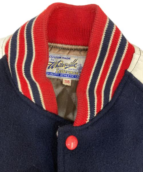 whitesville（ホワイツビル）WHITESVILLE (ホワイツビル) レザー切替ジャケット ネイビー×ホワイト サイズ:38の古着・服飾アイテム