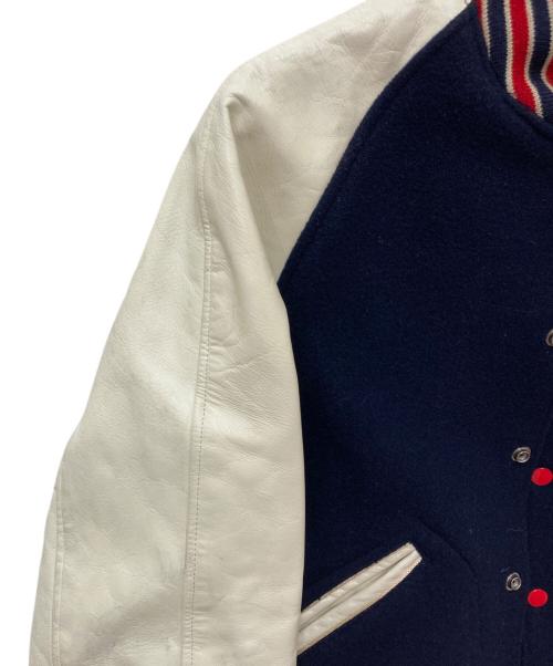 whitesville（ホワイツビル）WHITESVILLE (ホワイツビル) レザー切替ジャケット ネイビー×ホワイト サイズ:38の古着・服飾アイテム