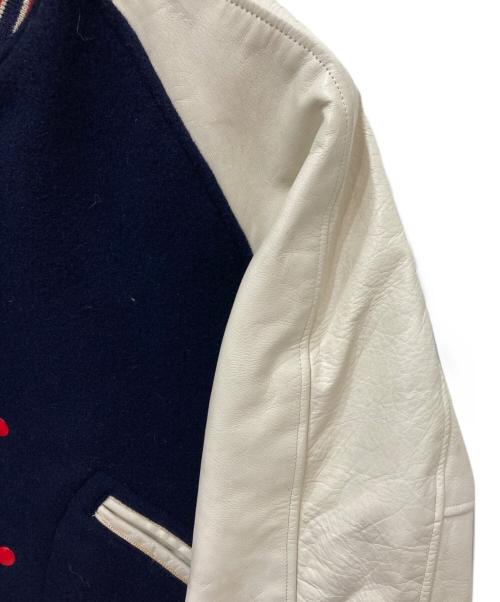 whitesville（ホワイツビル）WHITESVILLE (ホワイツビル) レザー切替ジャケット ネイビー×ホワイト サイズ:38の古着・服飾アイテム