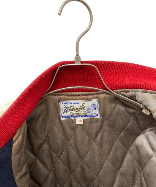 whitesville（ホワイツビル）WHITESVILLE (ホワイツビル) レザー切替ジャケット ネイビー×ホワイト サイズ:38の古着・服飾アイテム