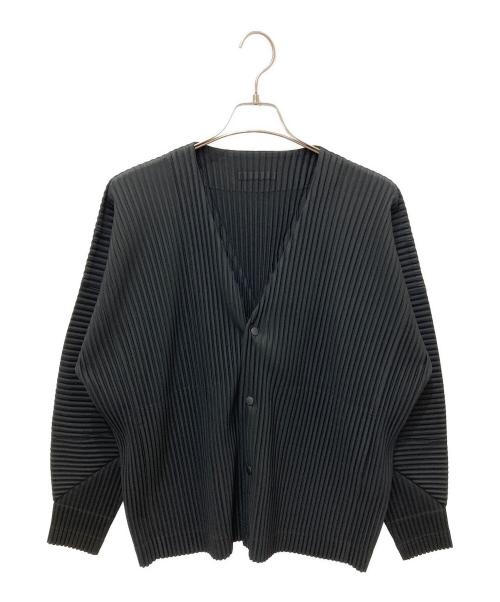 HOMME PLISSE ISSEY MIYAKE（オム プリッセ イッセイ ミヤケ）HOMME PLISSE ISSEY MIYAKE (オム プリッセ イッセイ ミヤケ) COLOR PLEATS 1 カーディガン ブラック サイズ:記載無しの為実寸参照の古着・服飾アイテム
