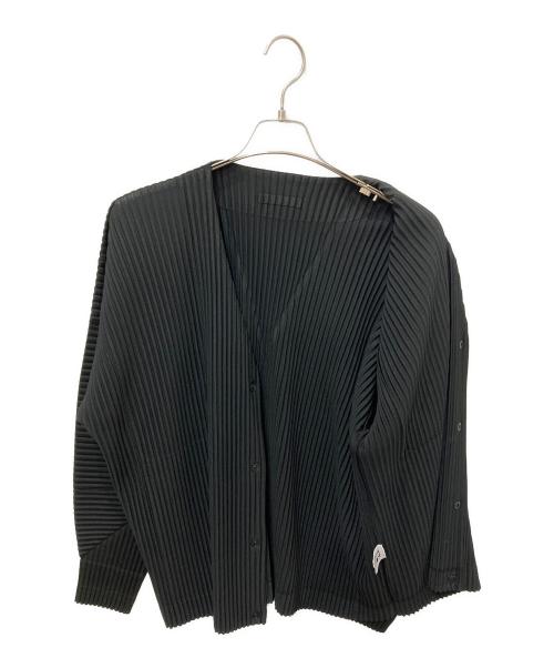 HOMME PLISSE ISSEY MIYAKE（オム プリッセ イッセイ ミヤケ）HOMME PLISSE ISSEY MIYAKE (オム プリッセ イッセイ ミヤケ) COLOR PLEATS 1 カーディガン ブラック サイズ:記載無しの為実寸参照の古着・服飾アイテム