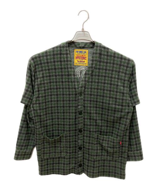 Hysteric Glamour（ヒステリックグラマー）Hysteric Glamour (ヒステリックグラマー) VIXEN GIRL刺繍 オーバーサイズカーディガン グリーン サイズ:FREEの古着・服飾アイテム