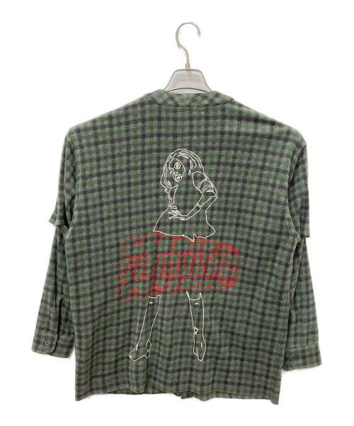 Hysteric Glamour（ヒステリックグラマー）Hysteric Glamour (ヒステリックグラマー) VIXEN GIRL刺繍 オーバーサイズカーディガン グリーン サイズ:FREEの古着・服飾アイテム