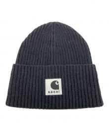 sacai×CarHartt（サカイ×カーハート）の古着「Wool Knit Beanie　ウールニットビーニー」｜ブラック