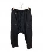 s'yteサイト）の古着「WASHER FINISHED WOOL GABARDINE STUDS SLIM SAROUEL PANTS　ウォッシャー フィニッシュド ウール ギャバジン スタッズ スリム サルエル パンツ」｜ネイビー