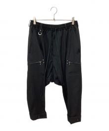 s'yte（サイト）の古着「WASHER FINISHED WOOL GABARDINE STUDS SLIM SAROUEL PANTS　ウォッシャー フィニッシュド ウール ギャバジン スタッズ スリム サルエル パンツ」｜ネイビー