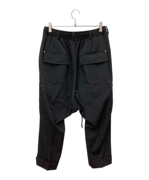 s'yte（サイト）s'yte WASHER FINISHED WOOL GABARDINE STUDS SLIM SAROUEL PANTS　ウォッシャー フィニッシュド ウール ギャバジン スタッズ スリム サルエル パンツ ネイビー サイズ:3の古着・服飾アイテム