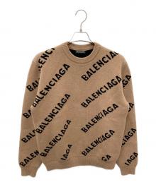 BALENCIAGA（バレンシアガ）の古着「オールオーバーロゴニット」｜ブラウン