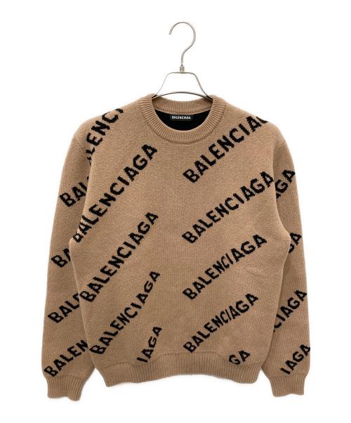 BALENCIAGA（バレンシアガ）BALENCIAGA (バレンシアガ) オールオーバーロゴニット ブラウン サイズ:Ｍの古着・服飾アイテム