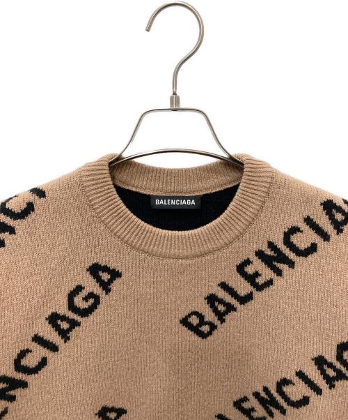 BALENCIAGA（バレンシアガ）BALENCIAGA (バレンシアガ) オールオーバーロゴニット ブラウン サイズ:Ｍの古着・服飾アイテム