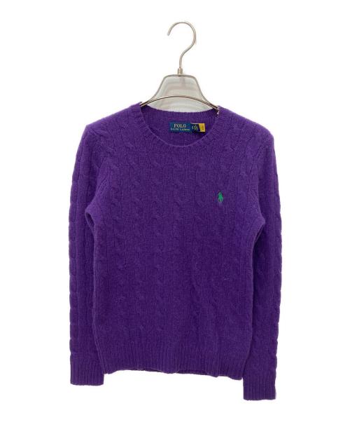 POLO RALPH LAUREN（ポロ・ラルフローレン）POLO RALPH LAUREN (ポロ・ラルフローレン) ウールカシミヤケーブルニット パープル サイズ:XSの古着・服飾アイテム