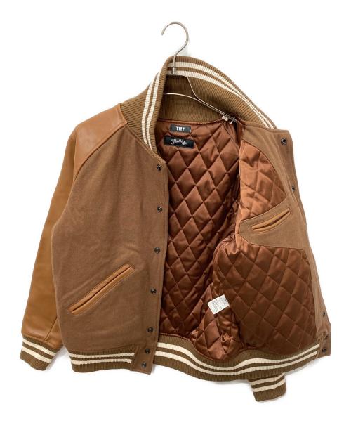 TMT（ティーエムティー）TMT (ティーエムティー) MARBLES (マーブルズ) Varsity Jacket ブラウン サイズ:Lの古着・服飾アイテム