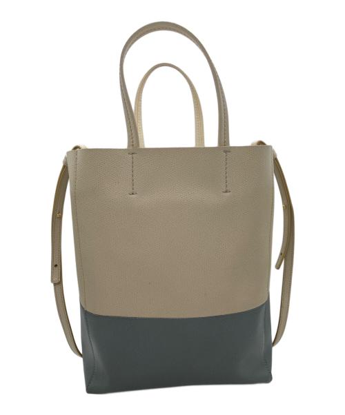 CELINE（セリーヌ）CELINE (セリーヌ) スモールトートバッグ　バーティカルカバ ベージュ×ブルーの古着・服飾アイテム