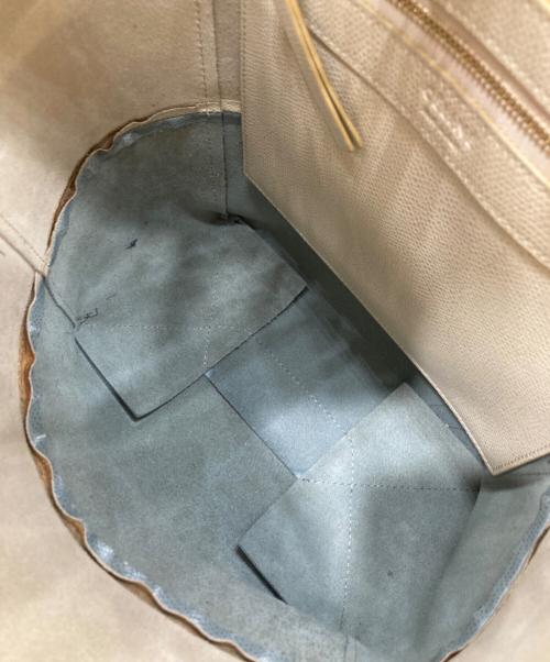CELINE（セリーヌ）CELINE (セリーヌ) スモールトートバッグ　バーティカルカバ ベージュ×ブルーの古着・服飾アイテム