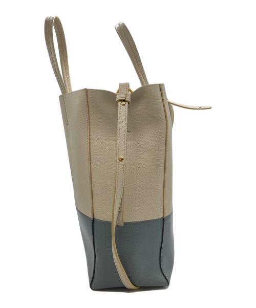 CELINE（セリーヌ）CELINE (セリーヌ) スモールトートバッグ　バーティカルカバ ベージュ×ブルーの古着・服飾アイテム