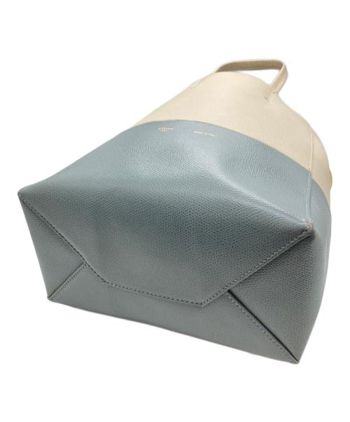 CELINE（セリーヌ）CELINE (セリーヌ) スモールトートバッグ　バーティカルカバ ベージュ×ブルーの古着・服飾アイテム