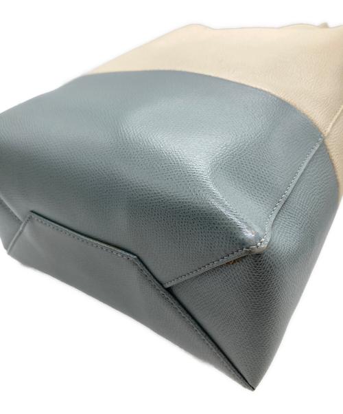 CELINE（セリーヌ）CELINE (セリーヌ) スモールトートバッグ　バーティカルカバ ベージュ×ブルーの古着・服飾アイテム