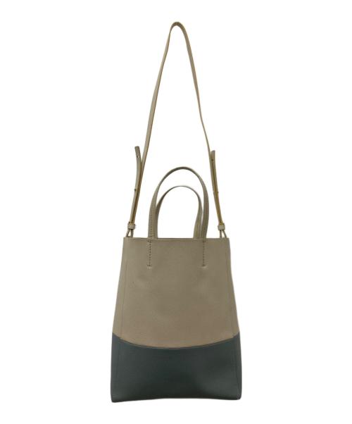 CELINE（セリーヌ）CELINE (セリーヌ) スモールトートバッグ　バーティカルカバ ベージュ×ブルーの古着・服飾アイテム