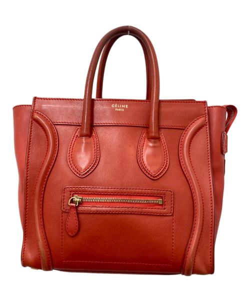 CELINE（セリーヌ）CELINE (セリーヌ) レザー ラゲージ トートバッグ レッドの古着・服飾アイテム