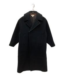 HYKE（ハイク）の古着「メルトンウールダブルロングコート」｜ブラック