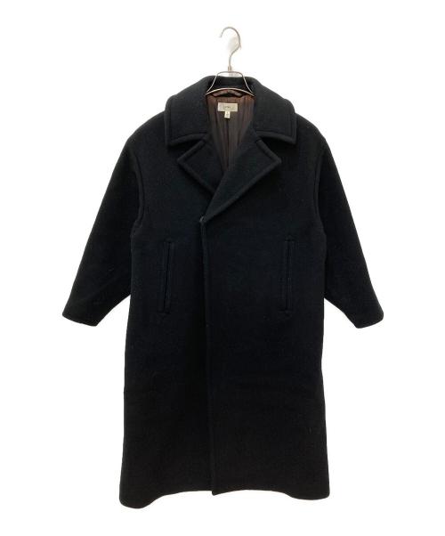 HYKE（ハイク）HYKE (ハイク) メルトンウールダブルロングコート ブラック サイズ:1の古着・服飾アイテム