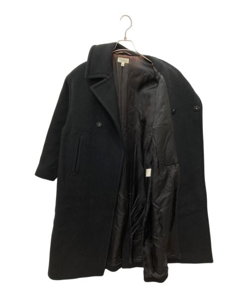 HYKE（ハイク）HYKE (ハイク) メルトンウールダブルロングコート ブラック サイズ:1の古着・服飾アイテム