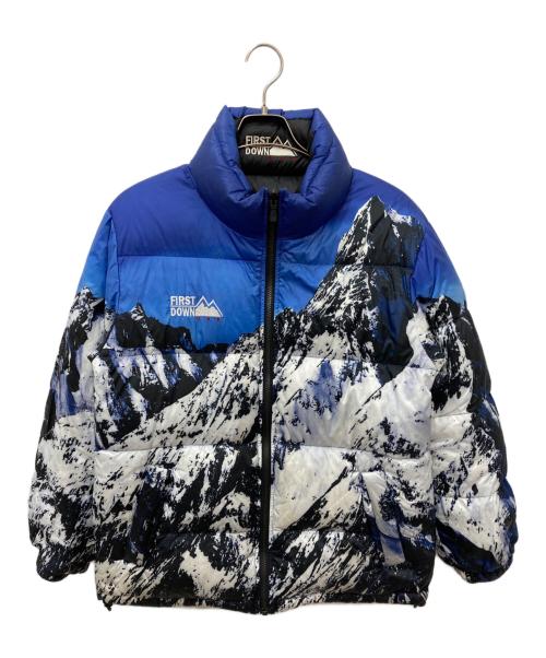 FIRST DOWN（ファーストダウン）FIRST DOWN (ファーストダウン) リバーシブル雪山柄ダウンジャケット ブルー サイズ:Sの古着・服飾アイテム