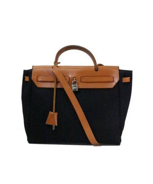HERMES（エルメス）HERMES (エルメス) ショルダーバッグ ブラック×ベージュ □D(2000年製造) エールバッグPMの古着・服飾アイテム