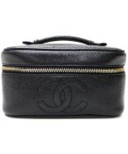 CHANELシャネル）の古着「キャビアスキンバニティバッグ」｜ブラック