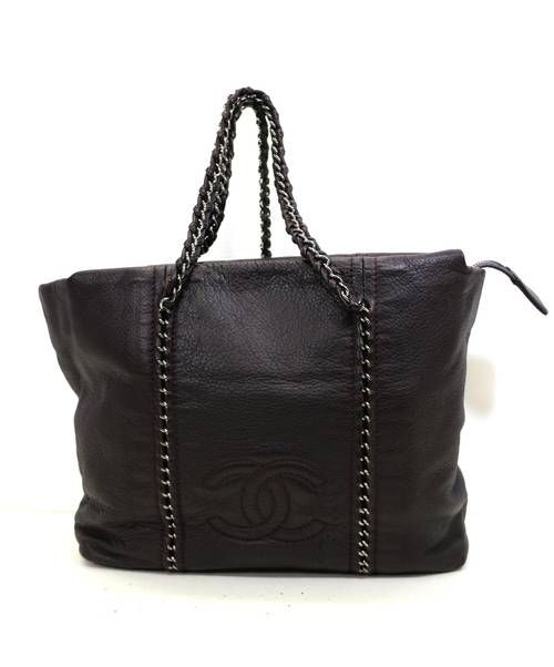 CHANEL（シャネル）CHANEL (シャネル) チェーンレザートートバッグ バーガンディー ラグジュアリーラインの古着・服飾アイテム