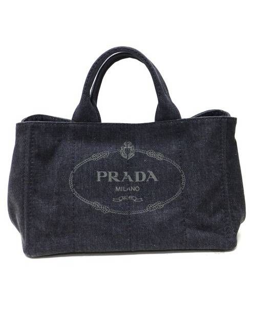 PRADA（プラダ）PRADA (プラダ) デニムトートバッグ グレー CANAPA B2642B  2016年モデルの古着・服飾アイテム