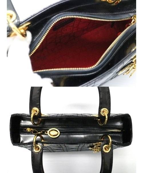 Christian Dior（クリスチャン ディオール）Christian Dior (クリスチャン ディオール) レディディオールカナージュハンドバッグ ブラック レディディオールの古着・服飾アイテム