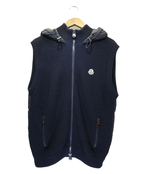 MONCLER（モンクレール）MONCLER (モンクレール) ニット切替ダウンベスト ネイビー サイズ:L MAGLIONE TRICOT GILET　の古着・服飾アイテム