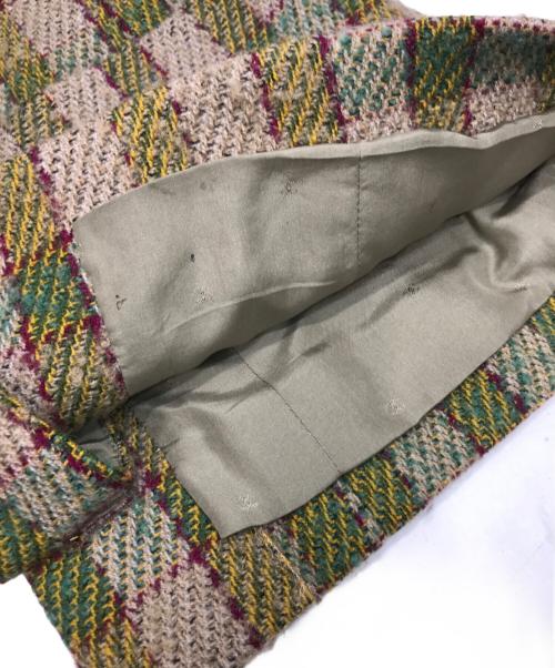 CHANEL（シャネル）CHANEL (シャネル) チェックツイードジャケット ベージュ×グリーン サイズ:不明（実寸参照）の古着・服飾アイテム
