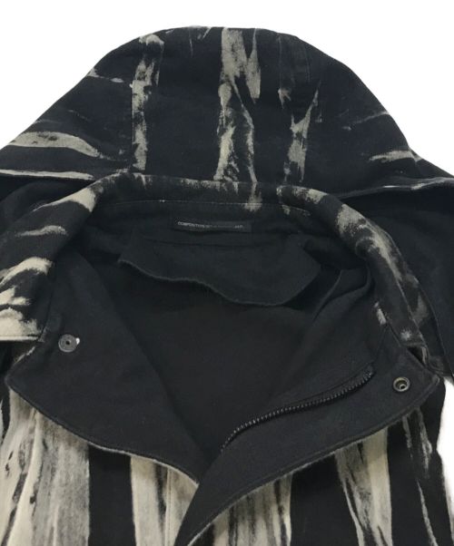Y's（ワイズ）Y's (ワイズ) フード付総柄コート ブラック サイズ:2の古着・服飾アイテム
